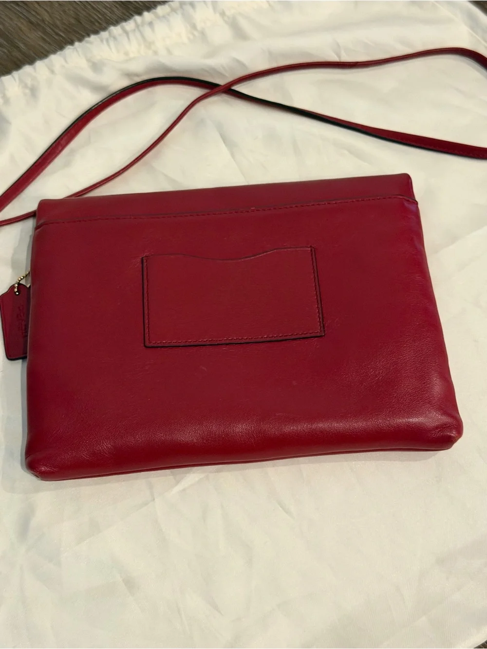 Coach Red Leather Crossbody Fold-Over Clutch